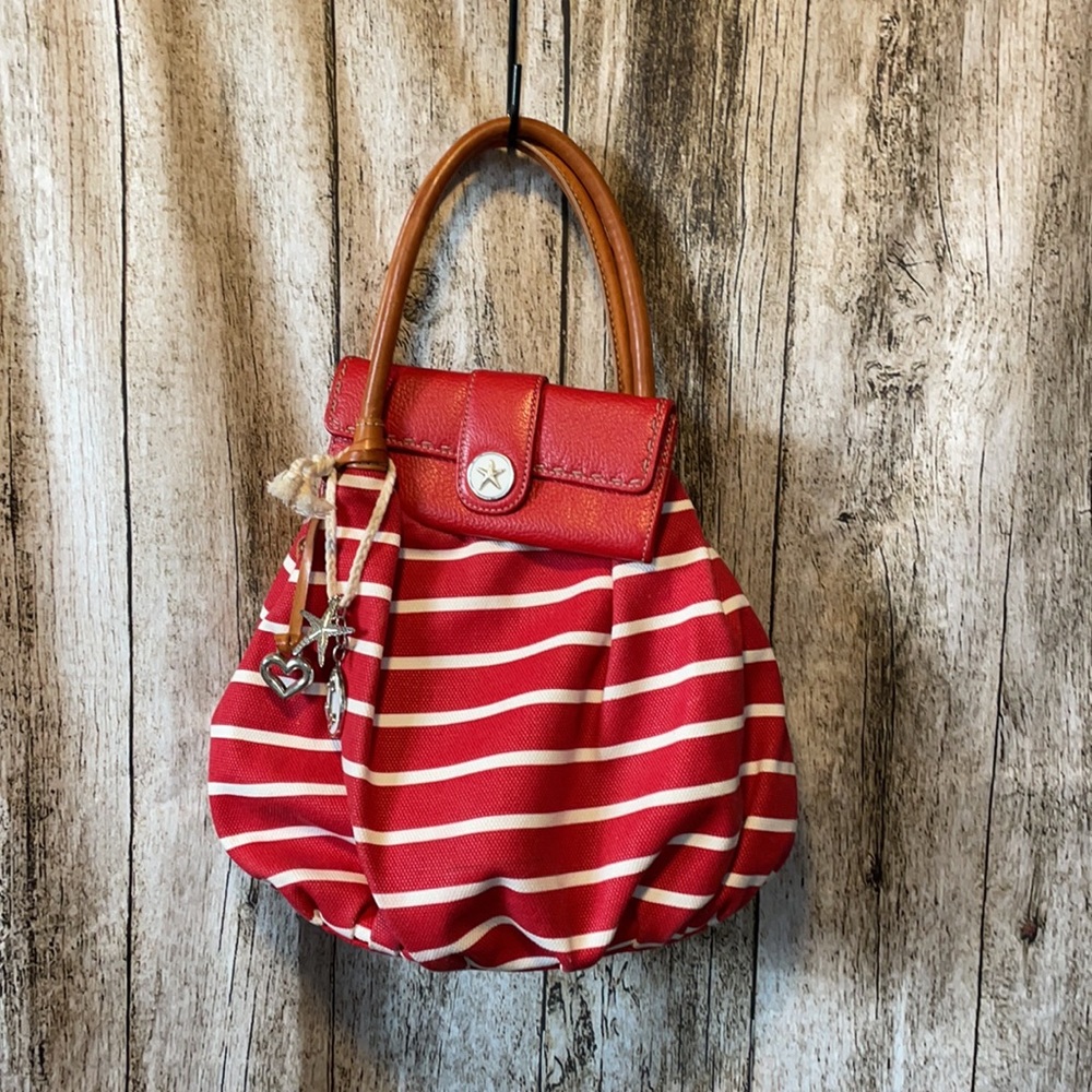 Brighton Bag, like new! Red/Wht stripe & Wallet